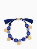 Kate Spade New York Women's Pretty Poms Beaded Tassel Bracelet - Blue/Gold