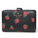 Kate Spade New York Women's Saffiano Leather Madison Rose Toss Printed Medium Compact Bifold Wallet (Black Multi)