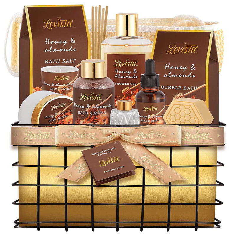 Lovestee Honey Almond Bath and Body Spa Gift Basket for Women