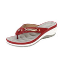 Lovskoo 2024 Women's Flip-Flops Slides with Arch-Support Sandals Fashion Casual Wedges Orthopedic Slippers Red