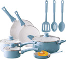 Mainstays 12pc Ceramic Cookware Set, Blue Linen