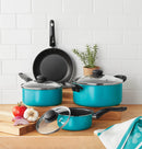 Mainstays 7 Piece Non-Stick Cookware Set Teal