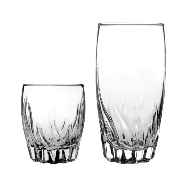Mainstays Radiant Glass Drinkware Set, 16 Piece Set, 16 Ounce & 12 Ounce