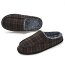 Men's Memory Foam House Slippers - Cozy, Fuzzy Bedroom Slip-on Loafer Shoes.Brown Adult Size 12-13
