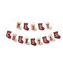 Merry Christmas Burlap Banner, Burlap and Buffalo Plaid Tree Shaped Decorations