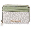 Michael Kors Jet Set Medium Zip Around Card Case Wallet Vanilla MK Light Sage