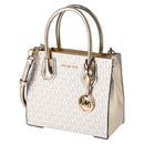Michael Kors Mercer Medium Pale Gold Signature PVC Messenger Crossbody Bag
