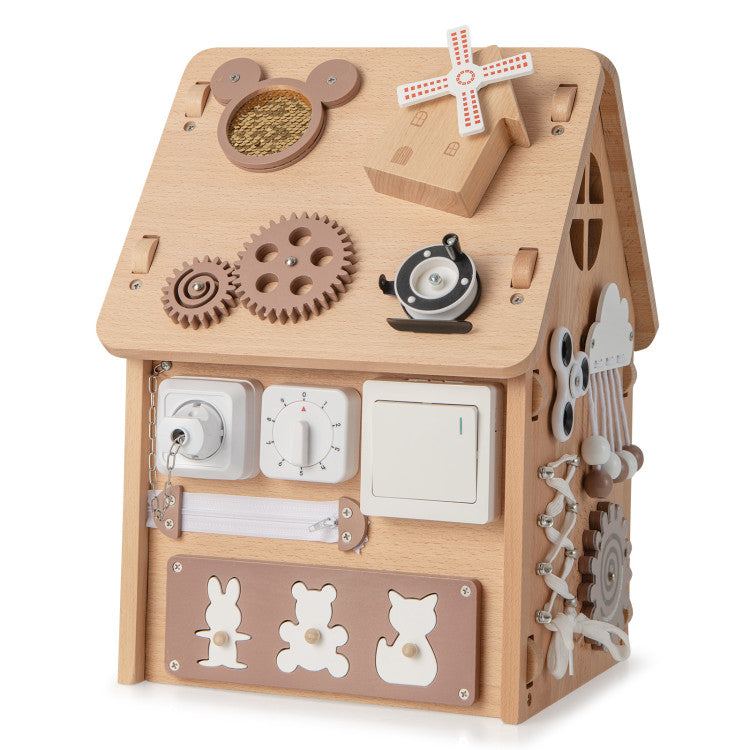 Multi-purpose Busy House with Sensory Games and Interior Storage Space