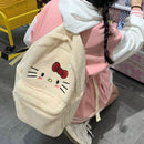 New Sanrio Hello Kitty Plush Backpacks Cuteembroiled Shoulder Bags Y2k Student Japan Korean Schoolbag
