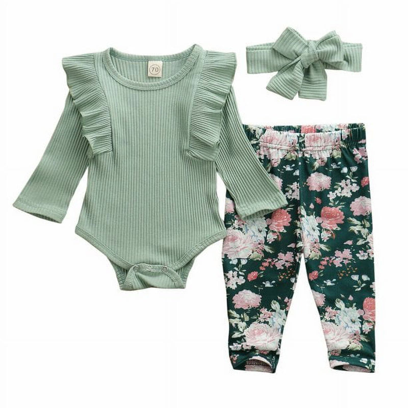 Newborn Infant Baby Girl Christmas Romper Clothes Playsuit Leggings Pants Outfit