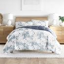 Noble Linens Down Alternative Bamboo Leaves Blue Stone Reversible Comforter Set
