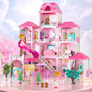 Pink Doll House Diy Kit Pretend Play Building Home Educational Toys for Girls Age 3+