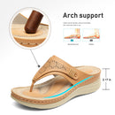 Pmoiste Women's Flip Flops Summer Platform Sandals Comfortable Arch Support T-strap Casual Wedge Shoes Beige 8