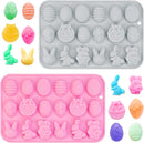 Qpout 2pcs Easter Silicone Moulds Chocolate Mold, Easter Egg Bunny Non-Stick Baking Tools