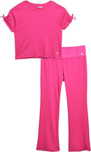 RBX Girls' Leggings Set - 2 Piece Ribbed T-Shirt and Flare Leg Yoga Pants - Athleisure Wide Leg Pants (7-12)