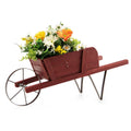 Wooden Wagon Planter with 9 Magnetic Accessories for Garden Yard