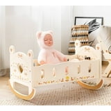 Robud Doll Crib,Wooden Baby Doll Cradle,Doll Bed,Doll Furniture Accessories,Beige