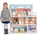 Robud Lady Dream Wooden Dollhouse, 3 Story with Balcony, Toy Gift for 3 +