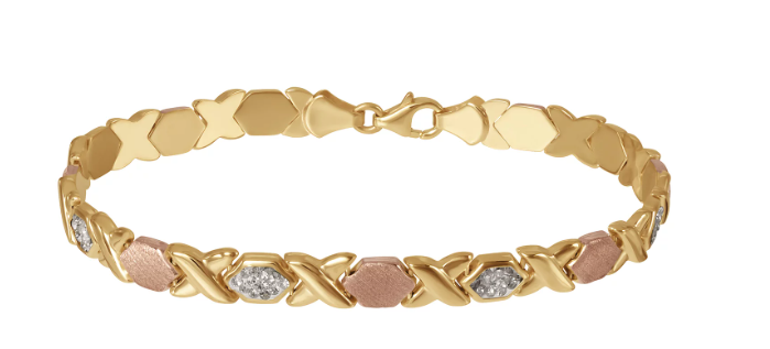 Brilliance Fine Jewelry Hugs and Kisses Gold over Sterling Silver Bracelet