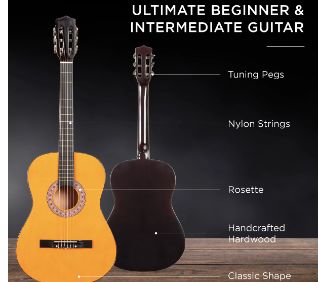 Best Choice Products 38in Beginner Acoustic Guitar Starter Kit w/ Gig Bag, Strap, Digital Tuner, Strings - Natural