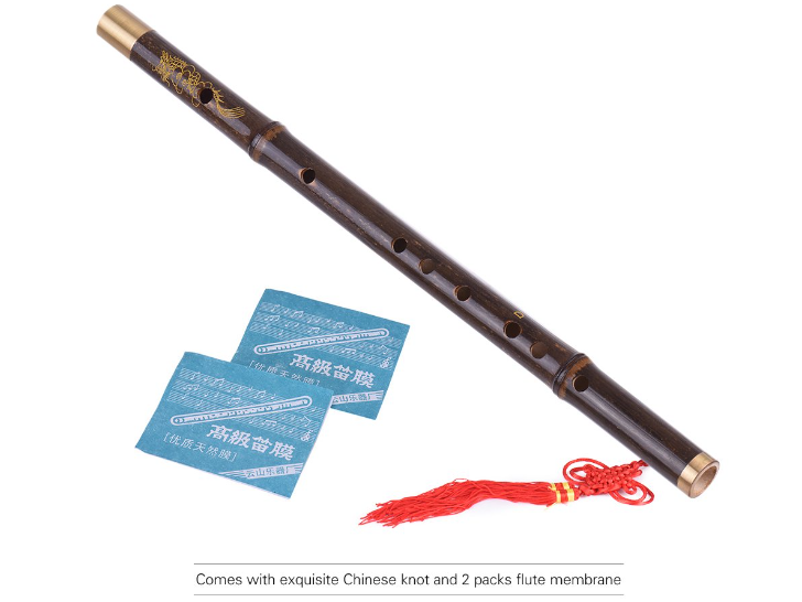 Professional Black Bamboo Dizi Flute Traditional Handmade Chinese Musical Woodwind Instrument Key of D Study Level