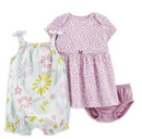 Carter's Child of Mine Baby Girl Romper and Dress Set, 3-Piece, Sizes 0-24 Months