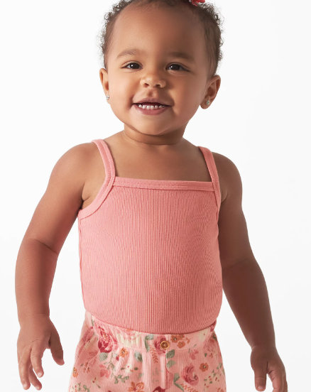 Modern Moments by Gerber Baby Girl Ribbed Bodysuits and Shorts Outfit Sets, 4-Piece, 0/3 -24 Months