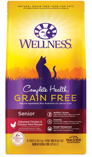 Wellness Complete Health Grain Free Senior Dry Cat Food, 5 Pound Bag
