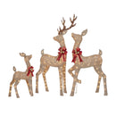 Set of 3 Light-up Glitter Deer Family with 210 Clear Incandescent Christmas Lights,