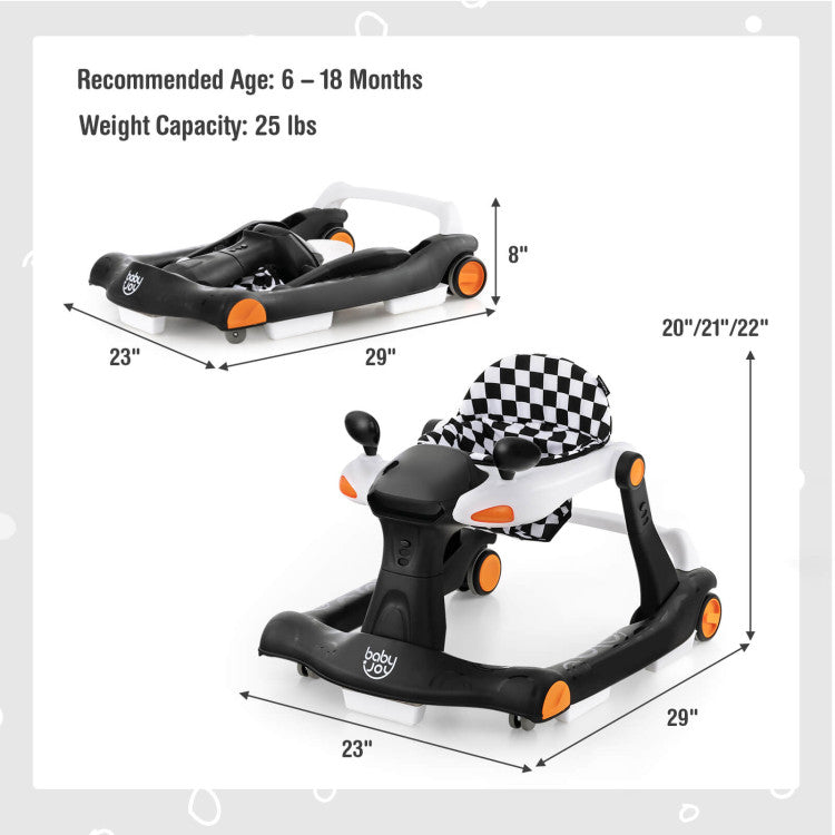 2-in-1 Foldable Activity Push Walker with Adjustable Height