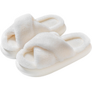 Slippers for Women Indoor, Women's Fuzzy Slippers, Cross Band Slippers Indoor Outdoor Soft Open Toe Slippers, White
