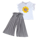 TAIAOJING Toddler Baby Girl Clothes Set Kids Clothing Summer Sunflower T Shirt Tops For Girl 3-4 Years