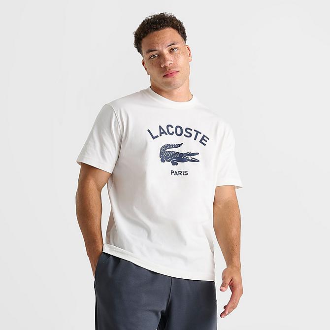 Lacoste Men's Paris Logo T-Shirt in White/Flour