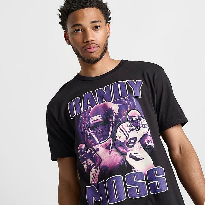 Mitchell And Ness Men's Randy Moss Minnesota Vikings NFL Collage T-Shirt in Black/Purple/Black