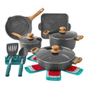 The Pioneer Woman Prairie Signature 14-Piece Cast Aluminum Cookware Set, Charcoal Speckle
