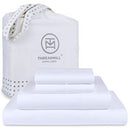 Threadmill Home Linen Cotton Sheets, King Size Bed, 4 Pc, Solid Sateen, Elastic Deep Pocket, White
