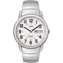 Timex Men's Easy Reader 35mm Day-Date Watch – Silver-Tone Case White Dial with Silver-Tone Expansion Band