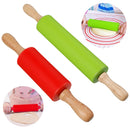 Topekada 2 Pack 12/9in Non-Stick Silicone Rolling Pins for Bake2 Sizes (Green/Red)