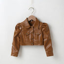 URMAGIC Baby Short Jacket Coat, Toddler Girls Kids Outerwear Autumn Winter Leather Outwear Clothes 3-4 Years