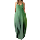 USSUMA Summer Dresses for Women Trendy Long Spaghetti Strap Loose Maxi Sleeveless Womens Sun Dresses