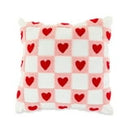 Valentine's Day White, Red & Pink Heart Checkerboard Throw Pillow for Adults, 17" x 17"