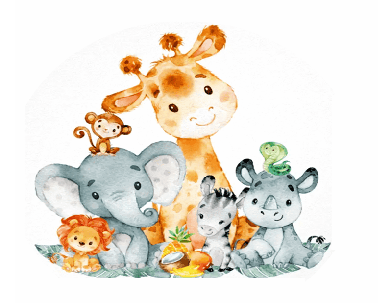 Whimsical Practicality’s Baby Jungle Animals Edible Icing Image Cake Topper-1/4 Sheet or Larger