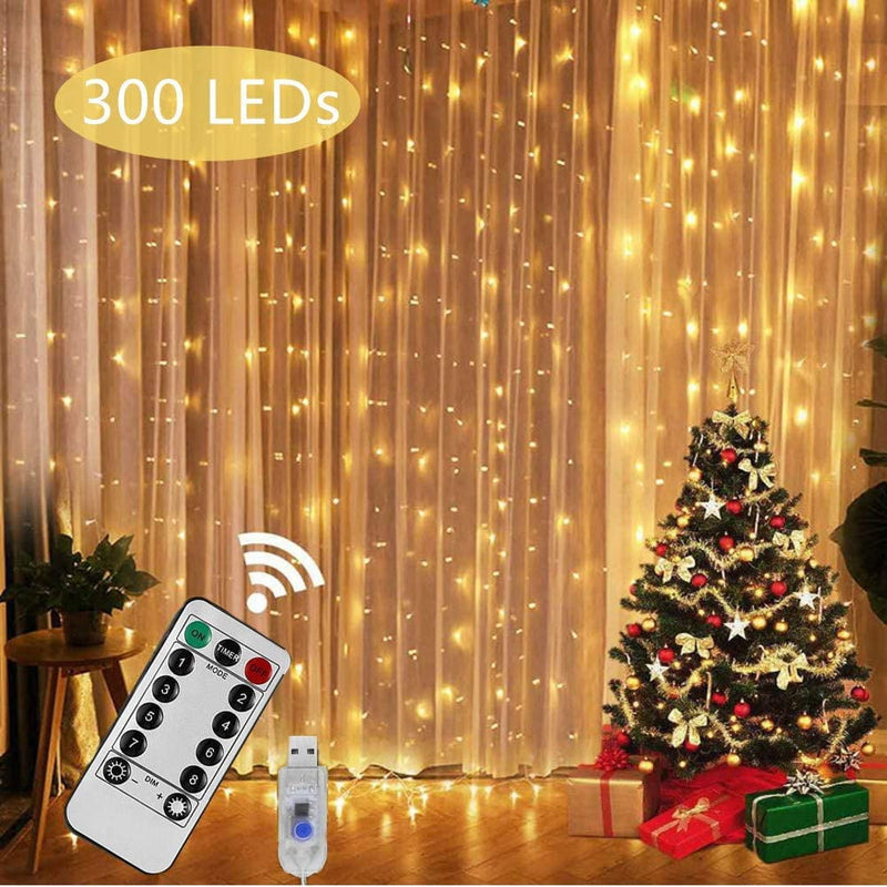 Window Curtain String Light, 300 Waterproof LED, Wall Decorations