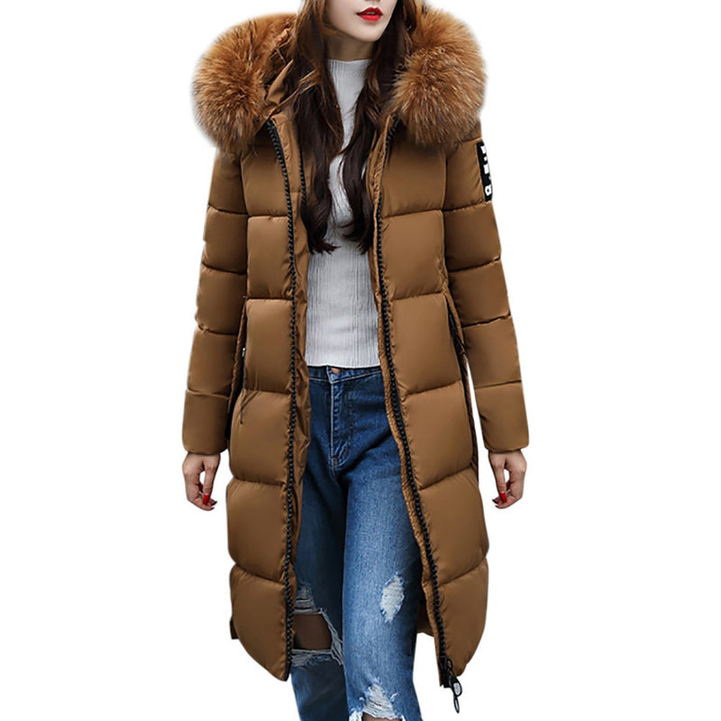 Women's Long Puffer Jacket Winter Hooded Maxi Coat Down Jacket Coat Mid-Length Warm Jacket