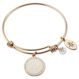 Women's Rose Gold Tone Stainless Steel "Mom" Adjustable Bangle Bracelet