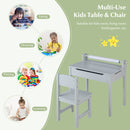 Wooden Kids Table and Chair Set with Storage and Paper Roll Holder