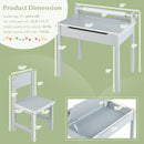 Wooden Kids Table and Chair Set with Storage and Paper Roll Holder