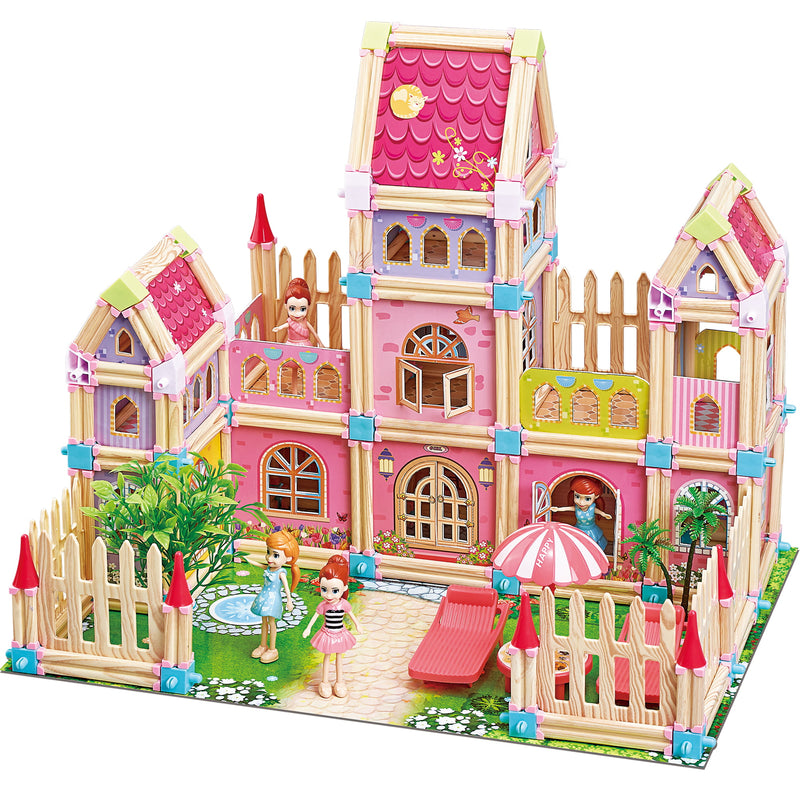 Yexmas 3D Wooden Castle Dollhouse Doll House Puzzles Kit for Kids Ages 6+ Boys & Girl