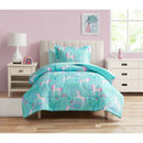 Your Zone 5 Piece Teal Unicorn Grove Polyester Bedding Set for Girls, Twin
