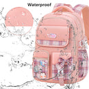 Ficcug Girls School Bag Backpacks,Waterproof Primary Students Bookbags for Kids